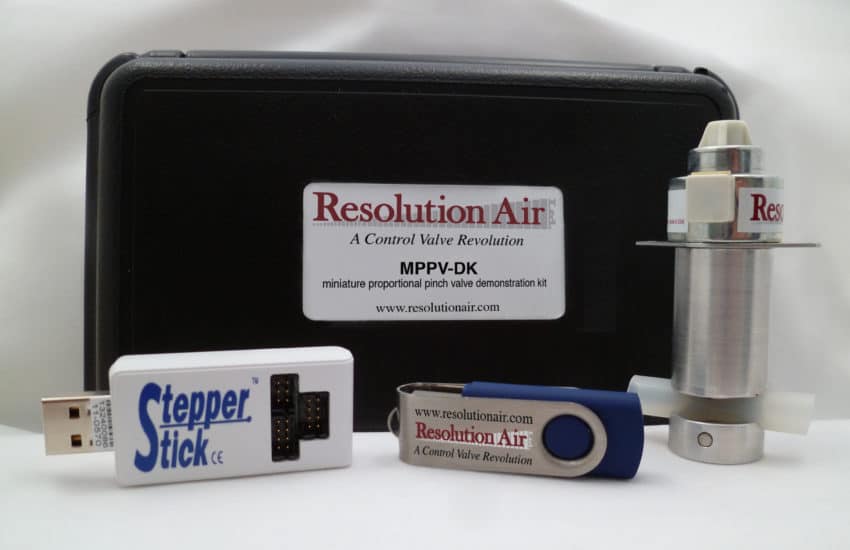 stepperstickresolutionairdk proportional pinch valve demo kit